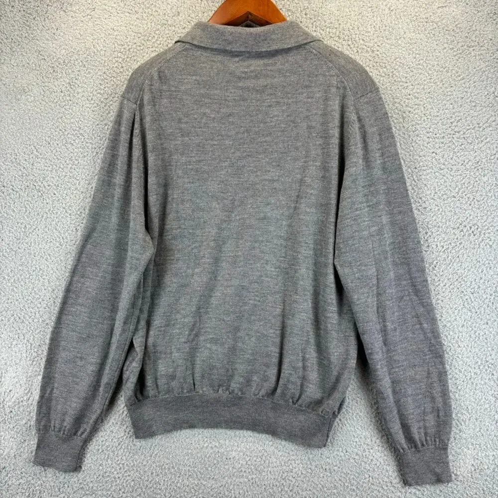 Mens Merino Wool Sweater XXL Gray Kurt Cobain Grandpacore Academia Preppy